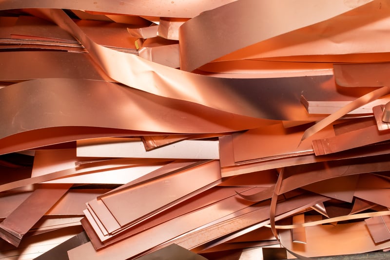 Copper sheet scraps, copper waste for recycling